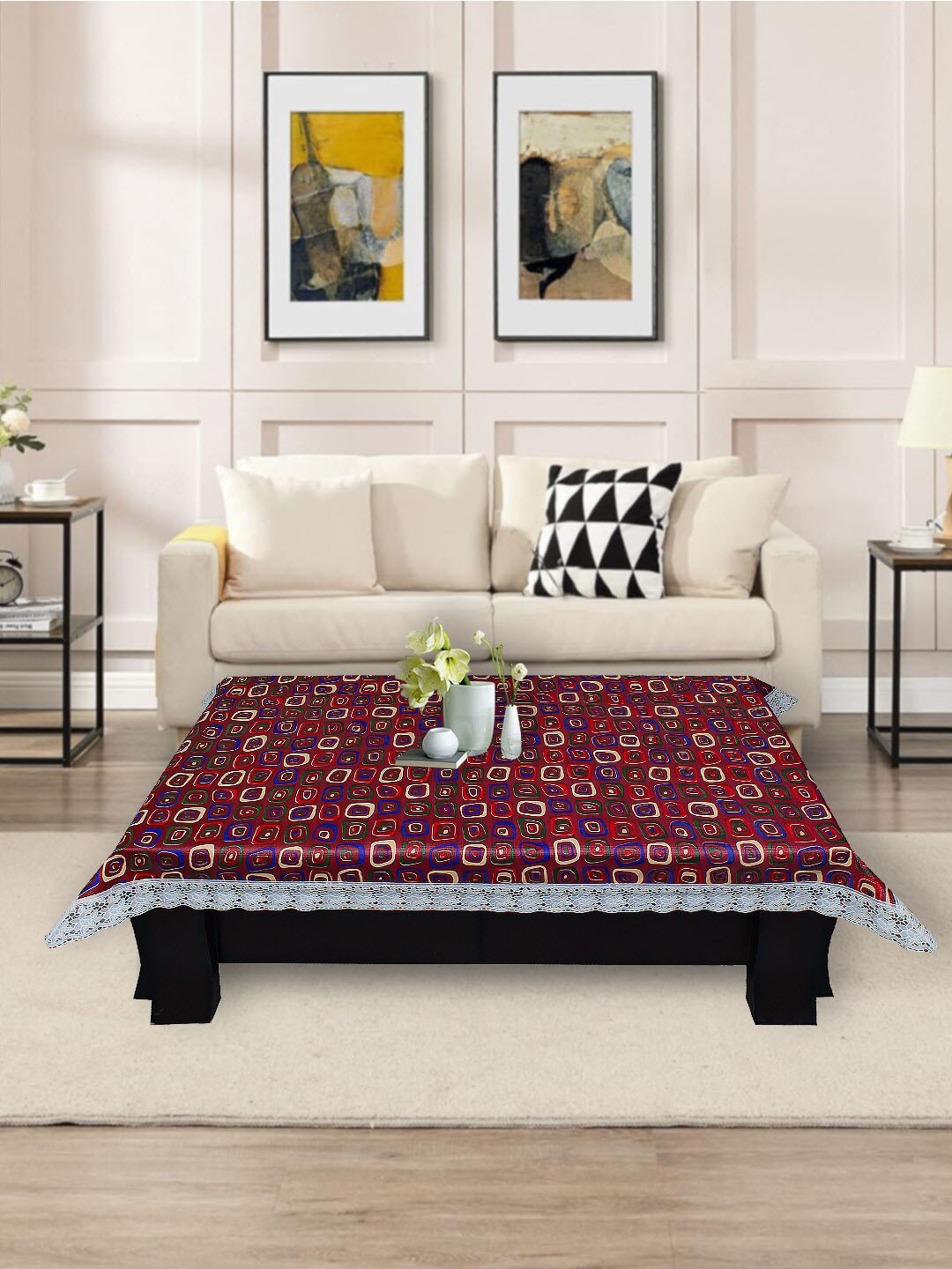 DREAM CARE Maroon & blue Table Cover