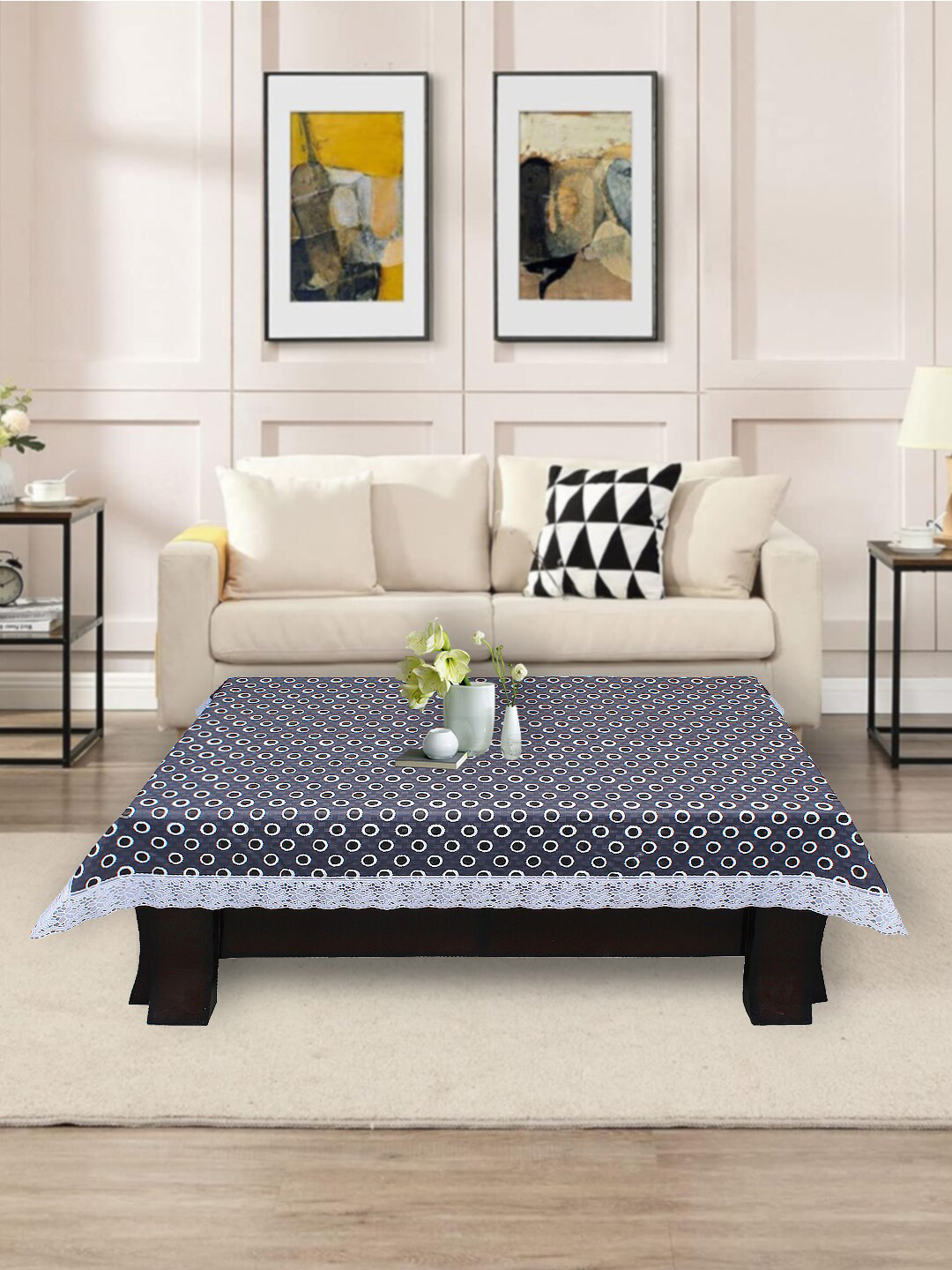 DREAM CARE Grey & White Table Cover