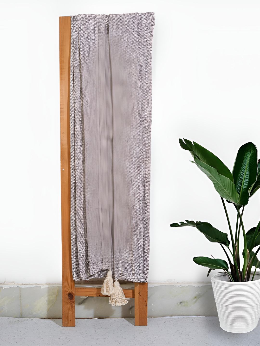 CAZIMO Purple & White Self Design Throws With Large Tassel