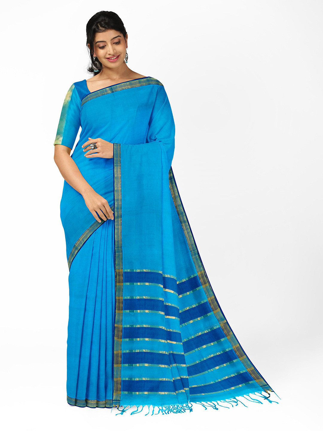 APCO Woven Design Zari Border Pure Cotton Saree