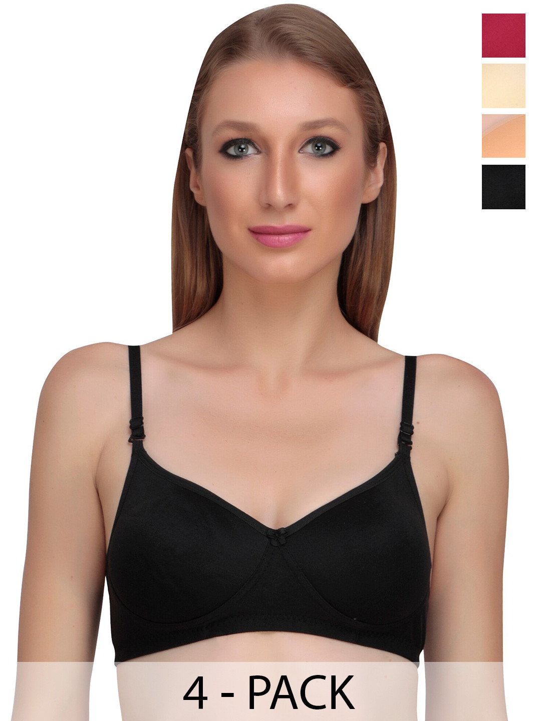 Liigne Pack Of 4 Non Wired Lightly Padded Everyday Bra With All Day Comfort