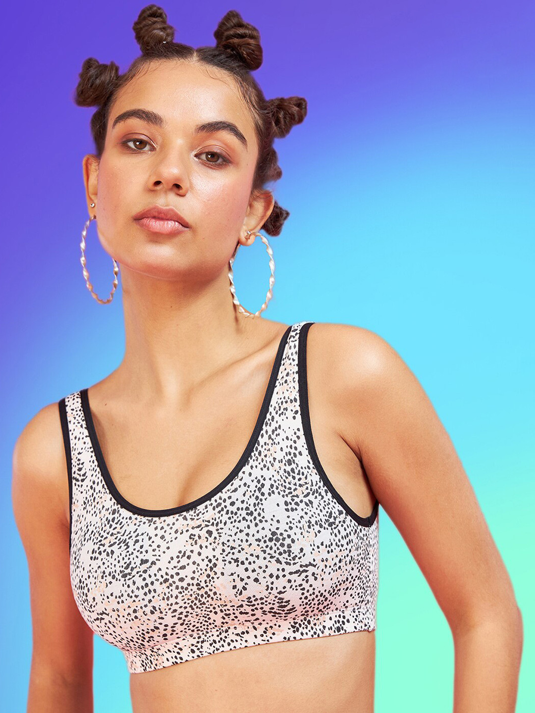 ENAMOR XO Cheetah Print Everyday Bra Non-Wired Removable Padding  All Day Comfort