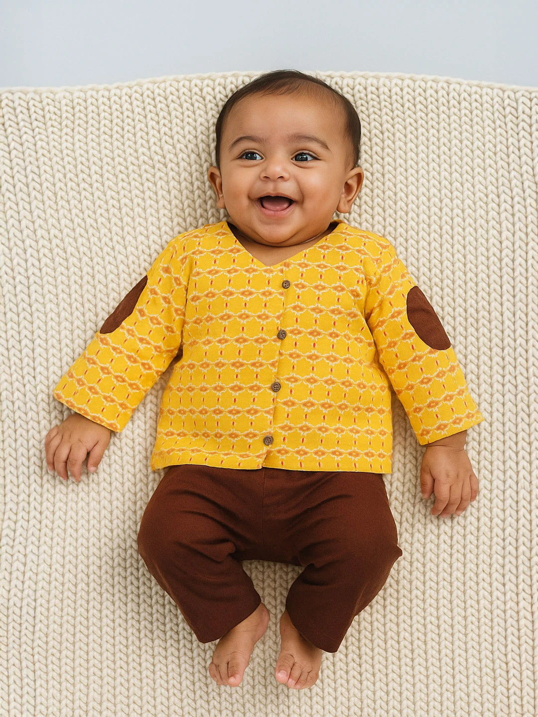 Somersault Boys Printed V-Neck Long Sleeve Kurta With Trousers