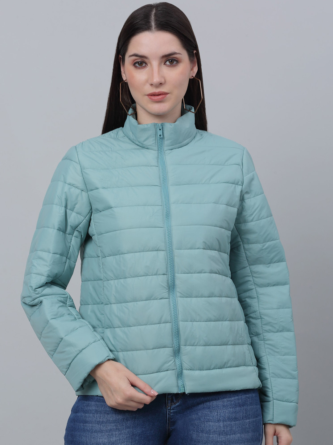 Cantabil Mock Collar Long Sleeves Nylon Padded Jacket