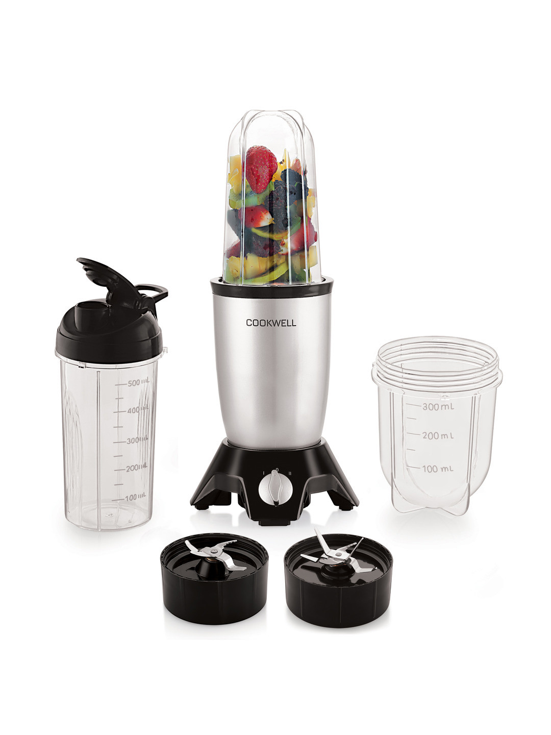 Cookwell Bullet Plastic Food Grade 3 Jars Wet and Dry Grinder with Juicer-600W