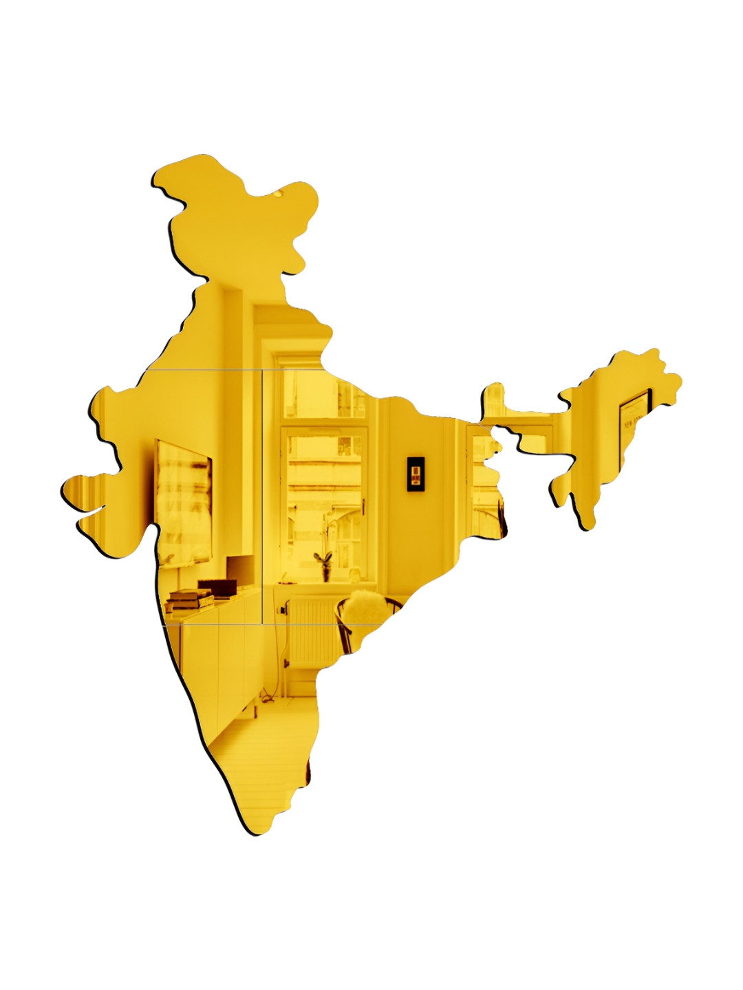 Wall1ders Gold Toned Bharat Map Mirror Wall Sticker