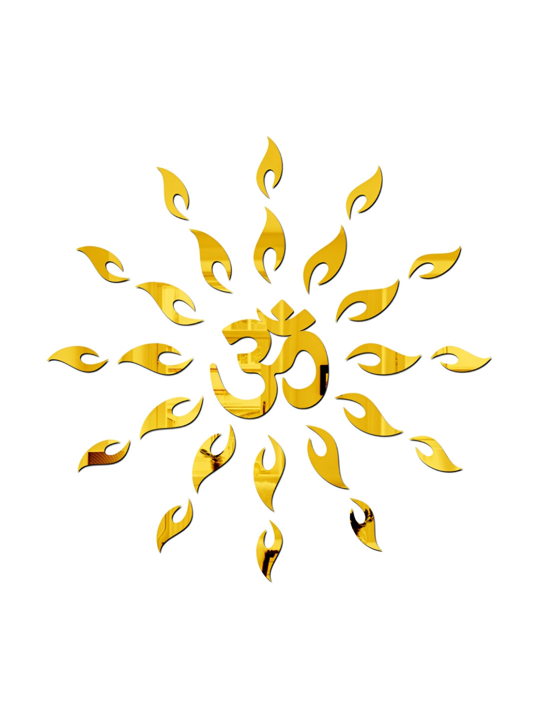 Wall1ders Gold Toned 25 Pieces Om Mandala Mirror Wall Stickers