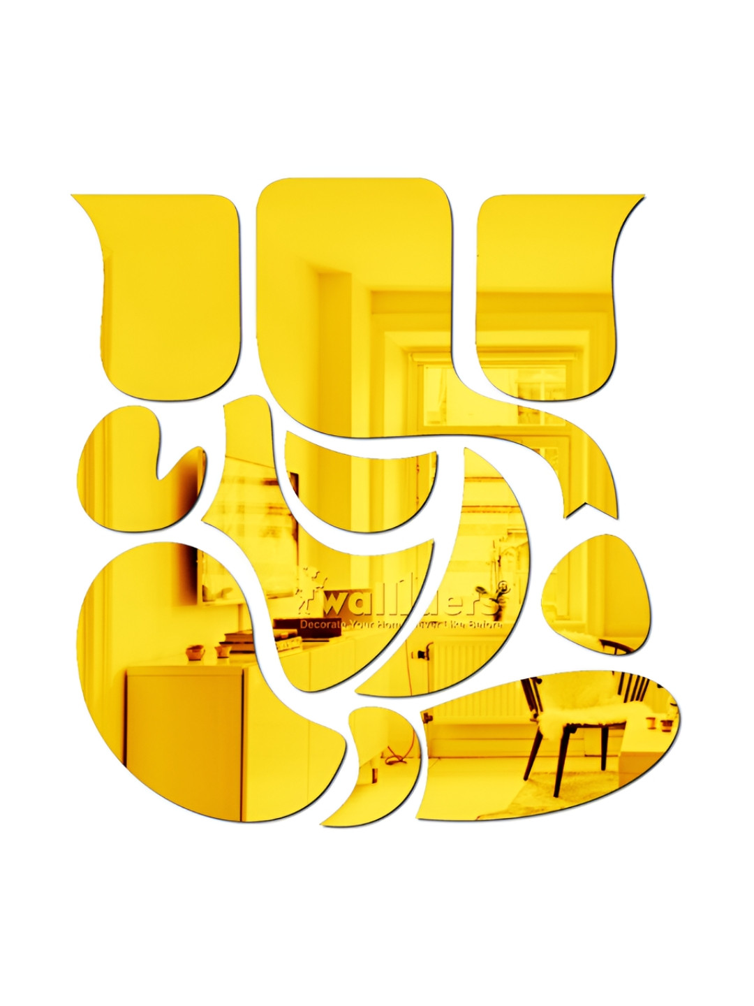 Wall1ders Gold Toned Lord Ganesh Mirror Wall Stickers