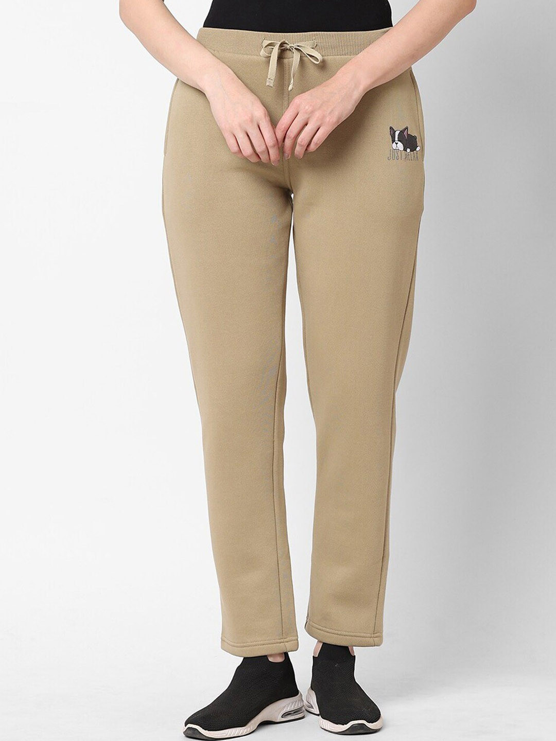 Sweet Dreams Plus Size Women Olive Green Regular Fit Fleece Track Pants