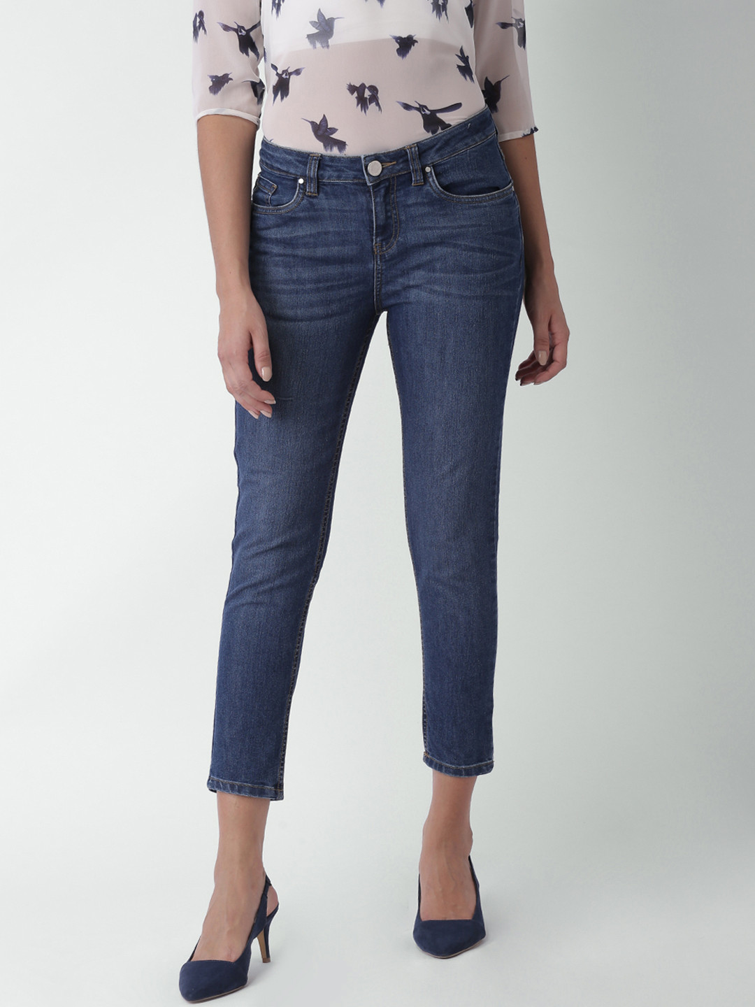 Blue Saint Women Blue Slim Fit Mid-Rise Clean Look Stretchable Jeans