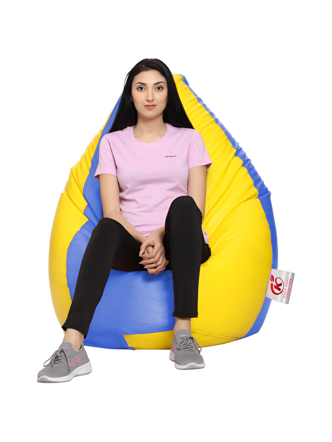 Coaster Shine Yellow Blue Colourblocked 3 XL Body Bean Bag Cover