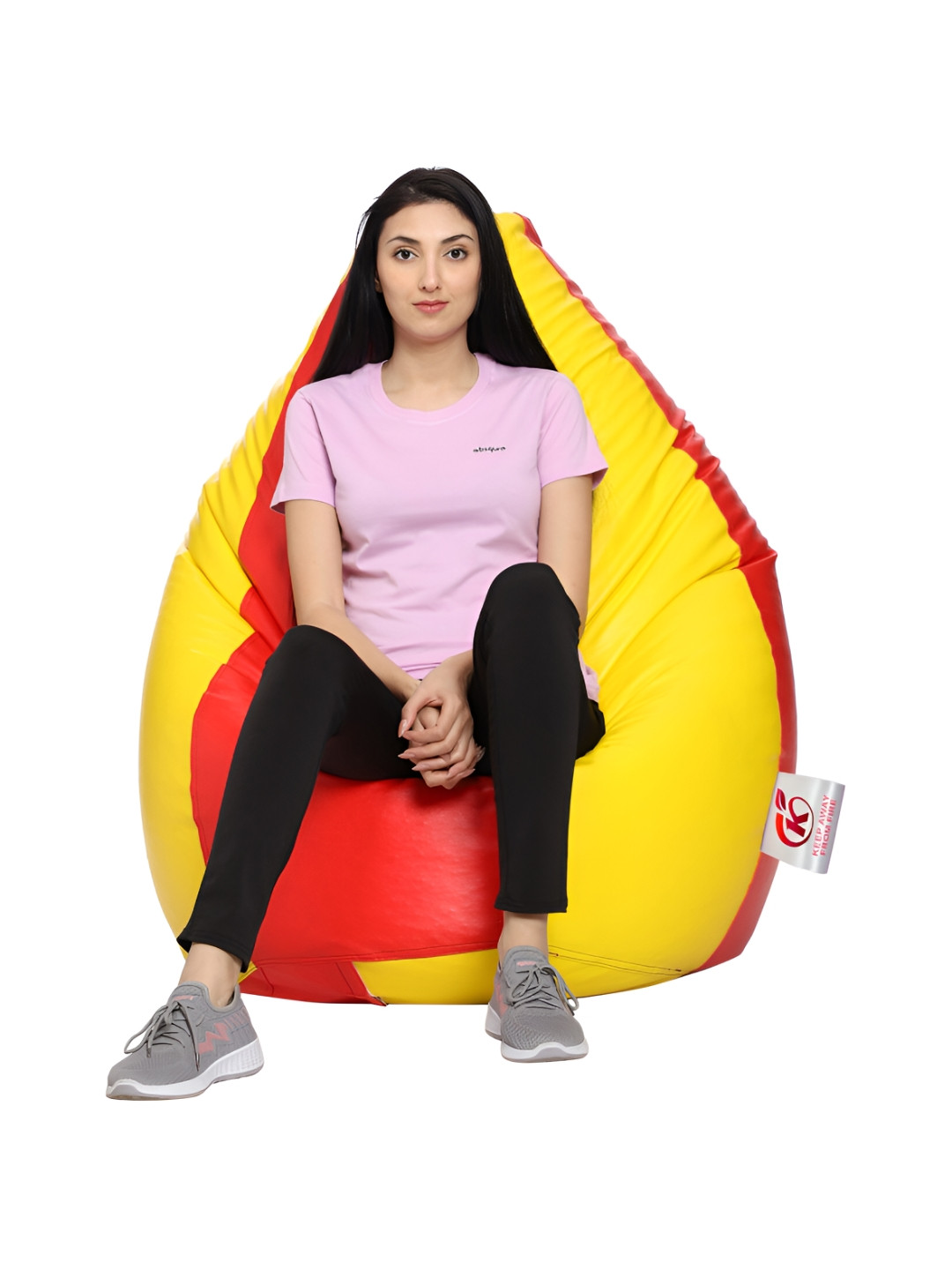 Coaster Shine Yellow Red Colourblocked 3 XL Body Bean Bag Cover