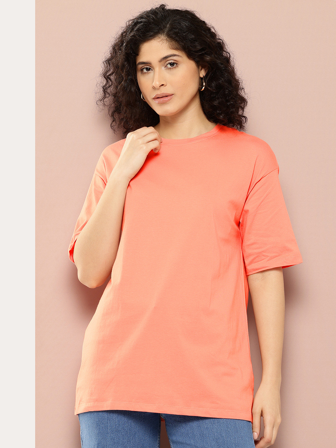 Harvard Drop-Shoulder Sleeves Pure Cotton Applique-Detail T-shirt