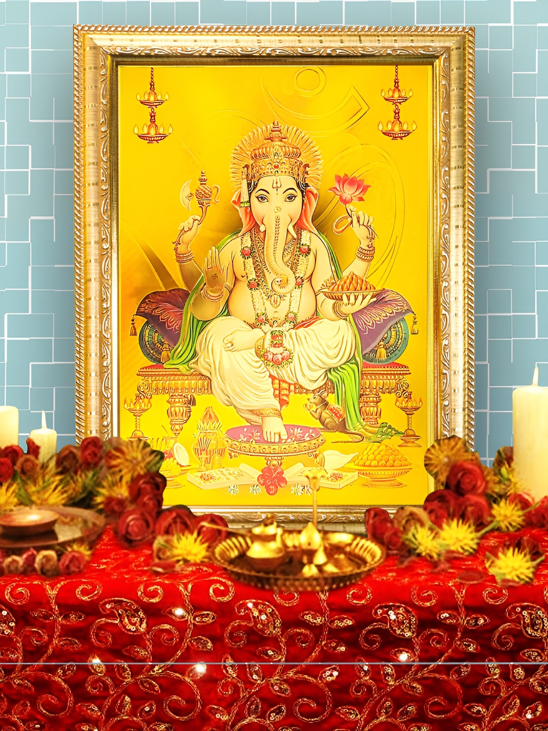 Hawai Gold Toned & Yellow Wooden Rectangular Photo Frame