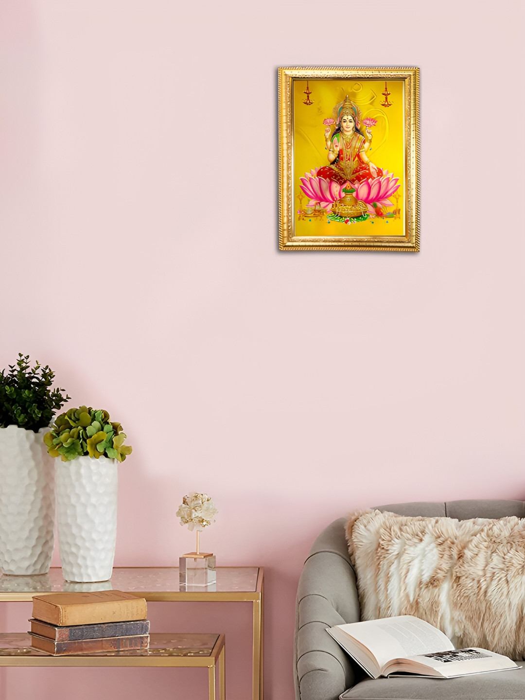 Hawai Gold Toned & Pink Wooden Rectangular Photo Frame