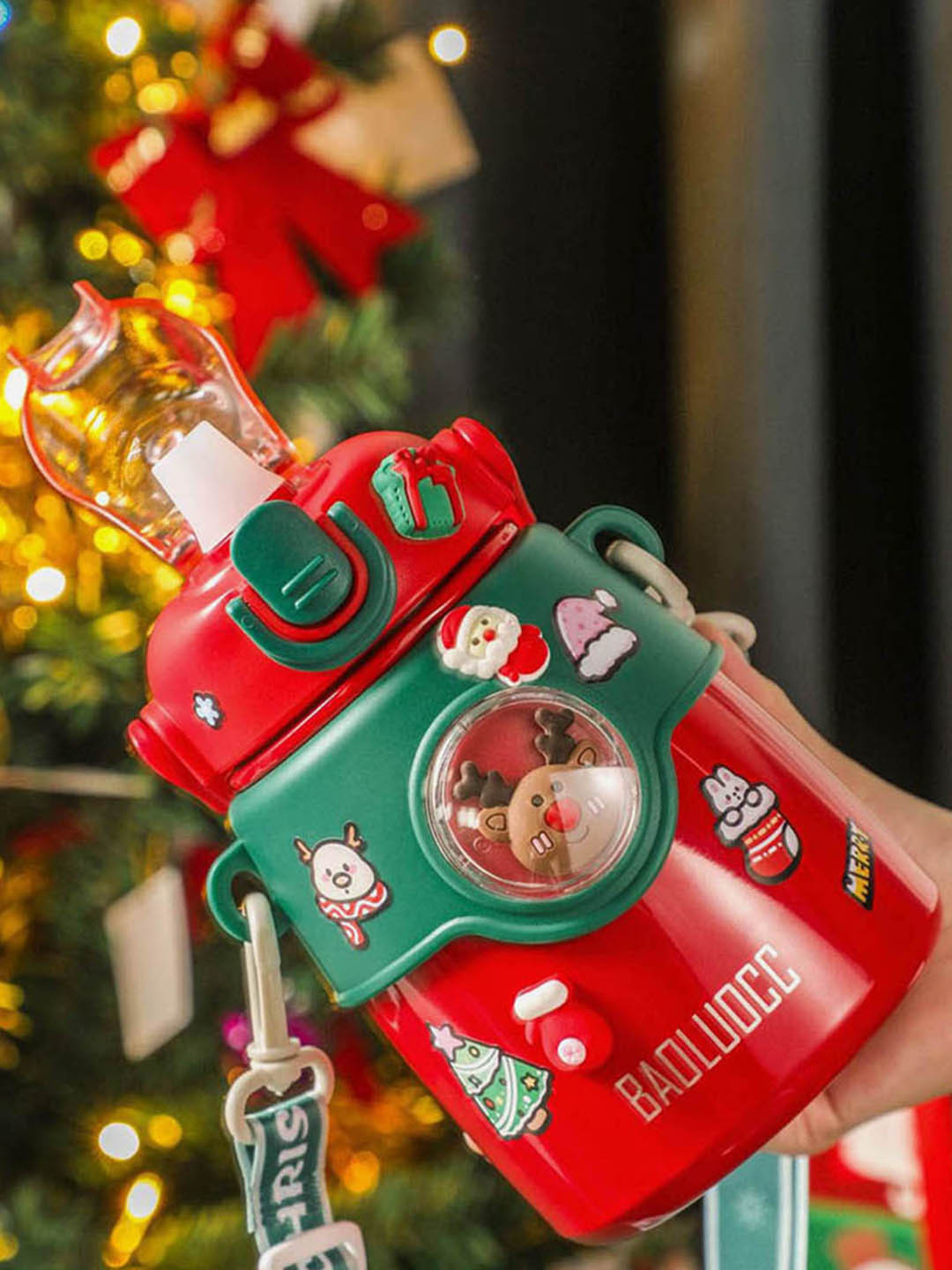 Little Surprise Box LLP Red Christmas Deer Stainless Steel Water Bottle 850 ml