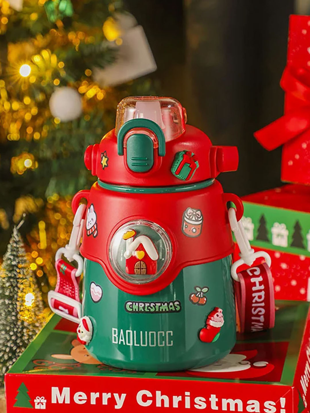 Little Surprise Box LLP Christmas Design Stainless Steel Sipper Water Bottle 850 ML