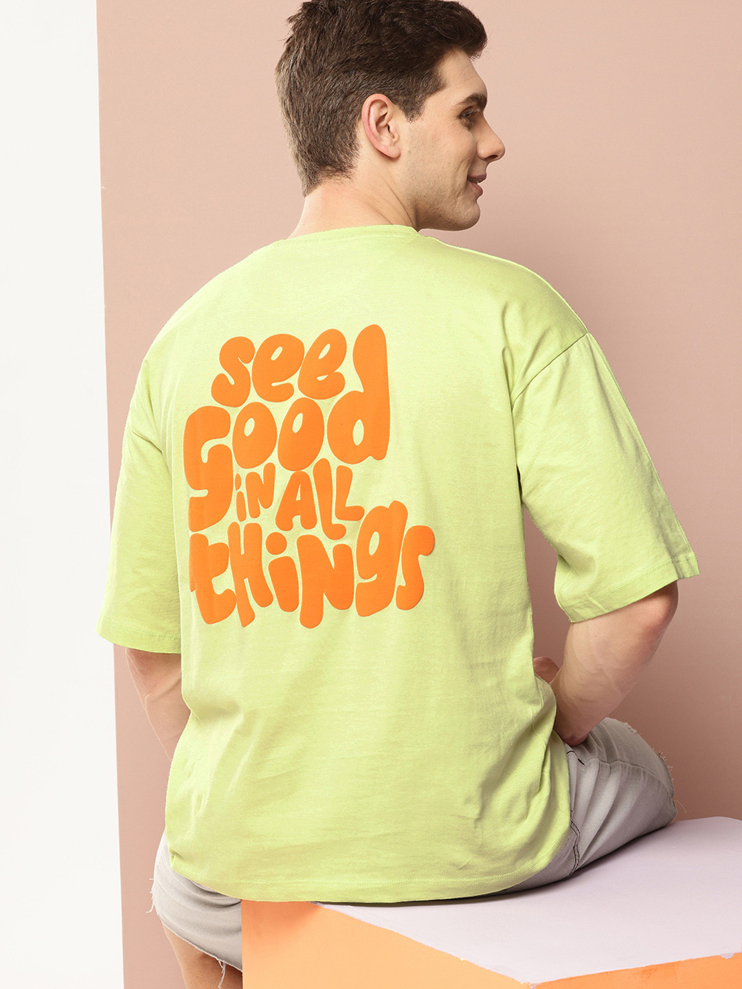 Harvard Typography Printed Drop-Shoulder Sleeves Pure Cotton Oversized T-shirt