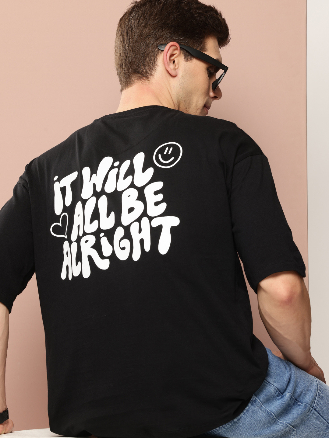 Harvard Typography Printed Drop-Shoulder Sleeves Pure Cotton T-shirt