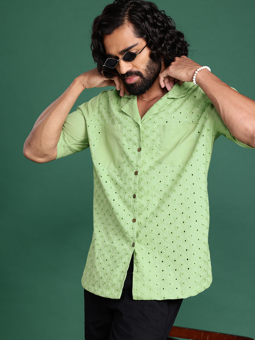 Sangria Embroidered Pure Cotton Casual Shirt