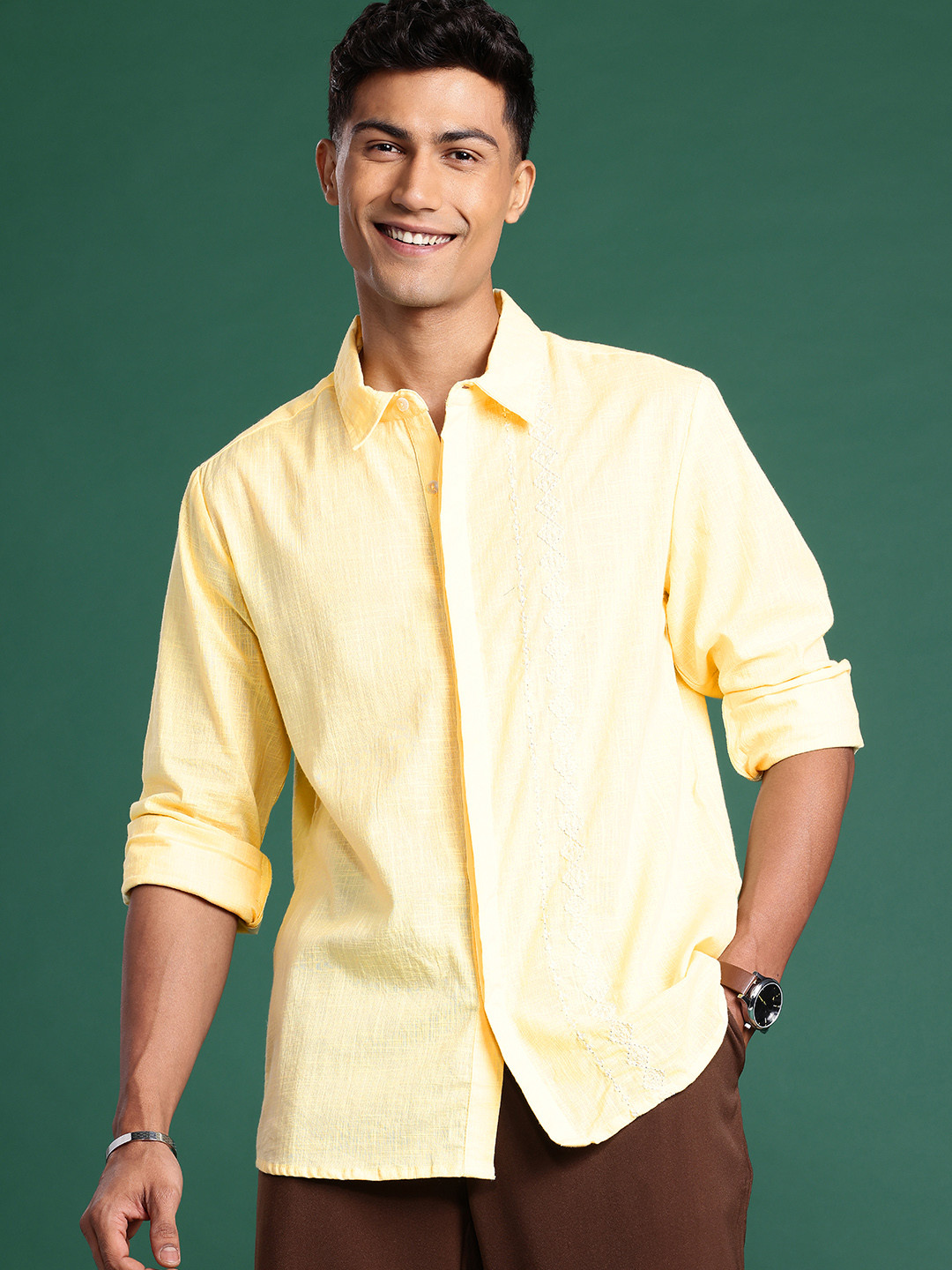 Sangria Semi Sheer Pure Cotton Casual Shirt