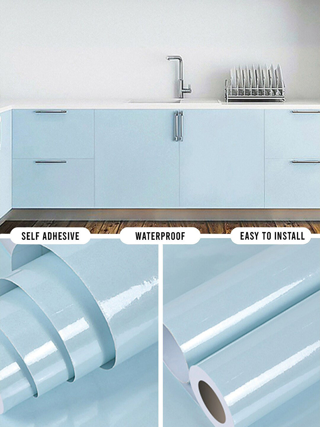 Bonhomie Blue Decorative Self adhesive Waterproof Wallpaper