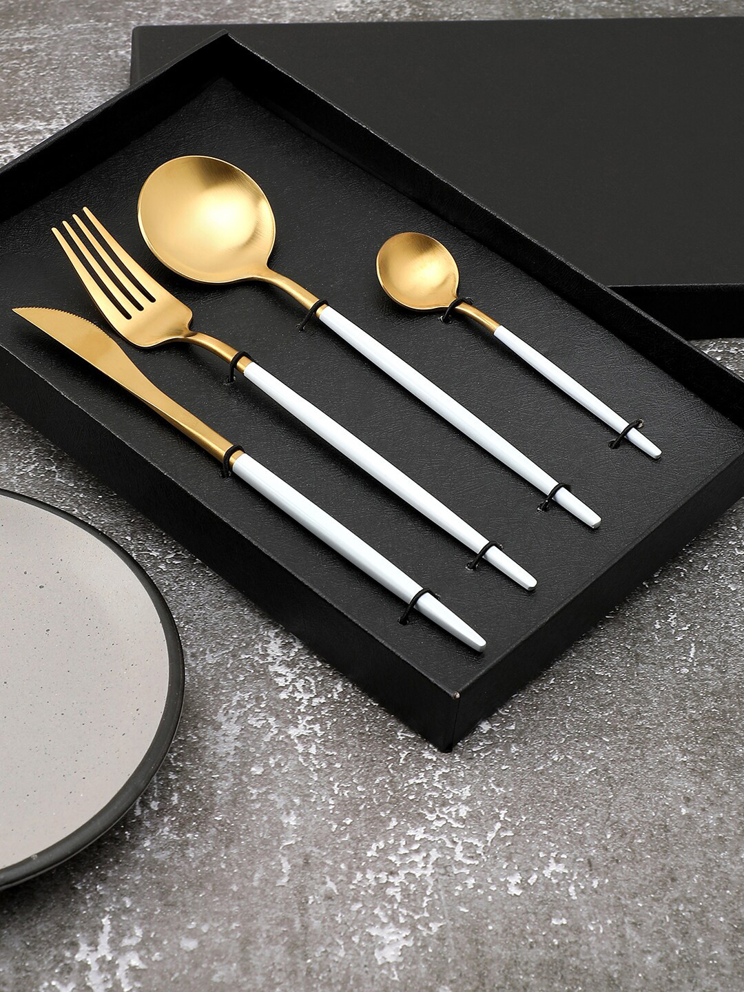 Bonhomie White & Biege Stainless Steel Cutlery Set