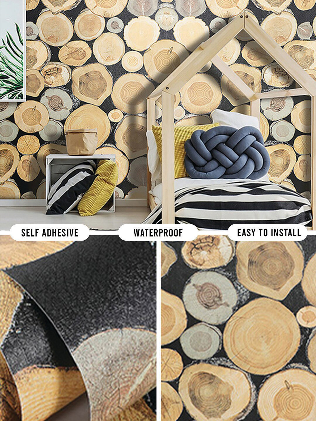 Bonhomie Brown & Black Decorative Self adhesive Waterproof Wallpaper