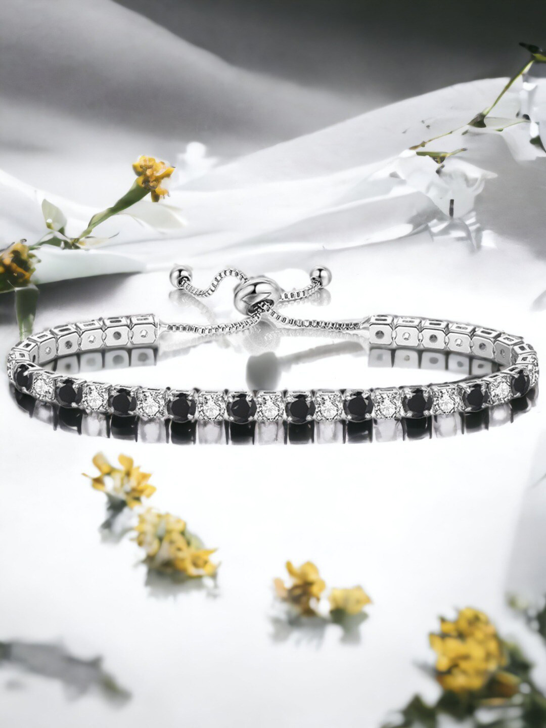 Jewels Galaxy Silver Plated Round Cut Cubic Zirconia Matrix Tennis Bracelet