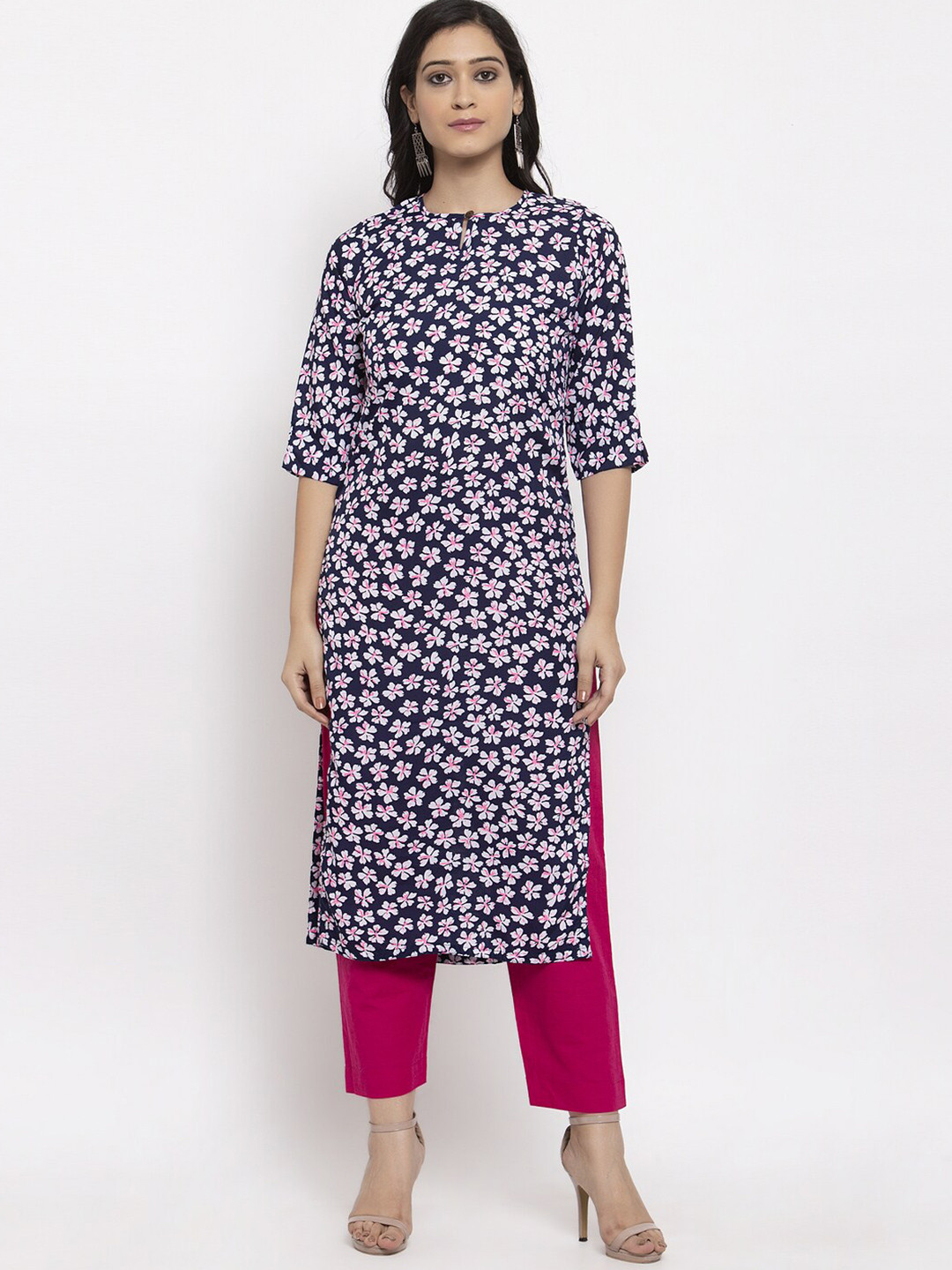 Enchanted Drapes Floral Printed Straight Kurta