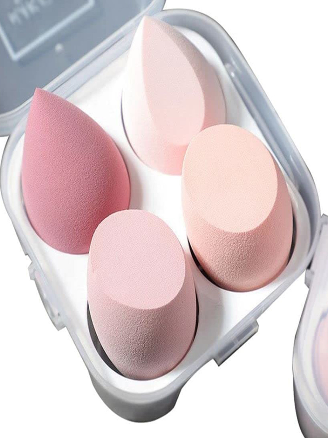 CHRONEX Set of 4 Latex Free Makeup Beauty Blender Sponge with Egg Case - Pink