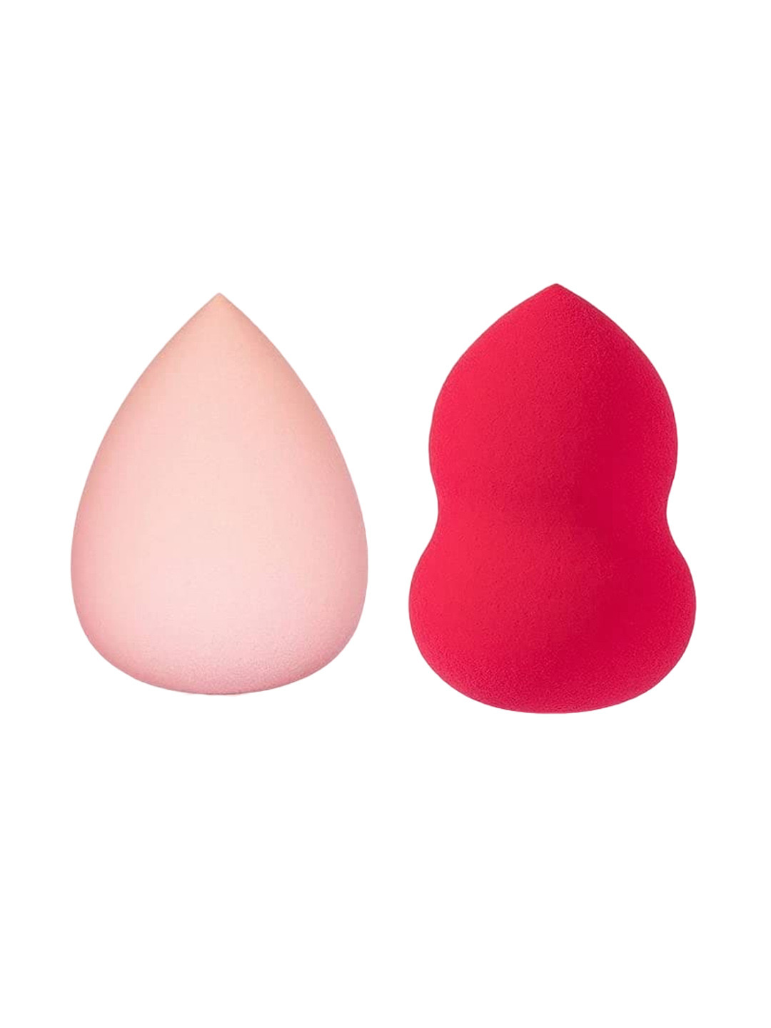 CHRONEX Set of 2 Oval & Pear Shape Latex-Free Puff Blending Sponge - Pink & Red