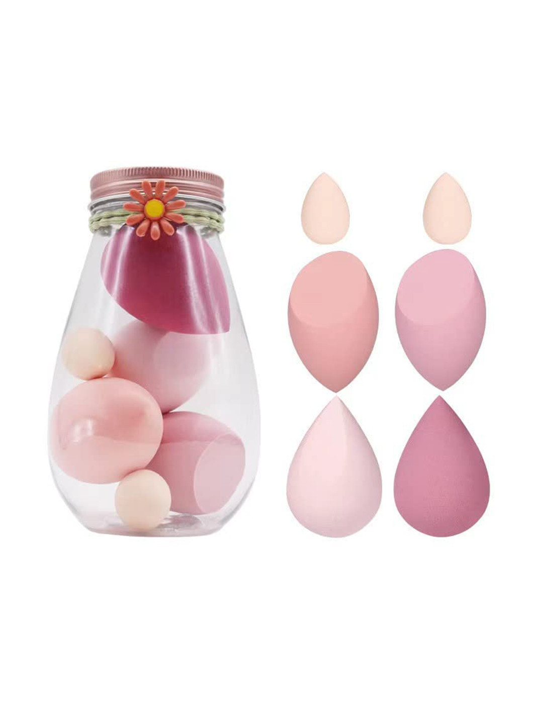 CHRONEX Set of 6 Latex-Free Makeup Beauty Blender Sponge with Case - Pink