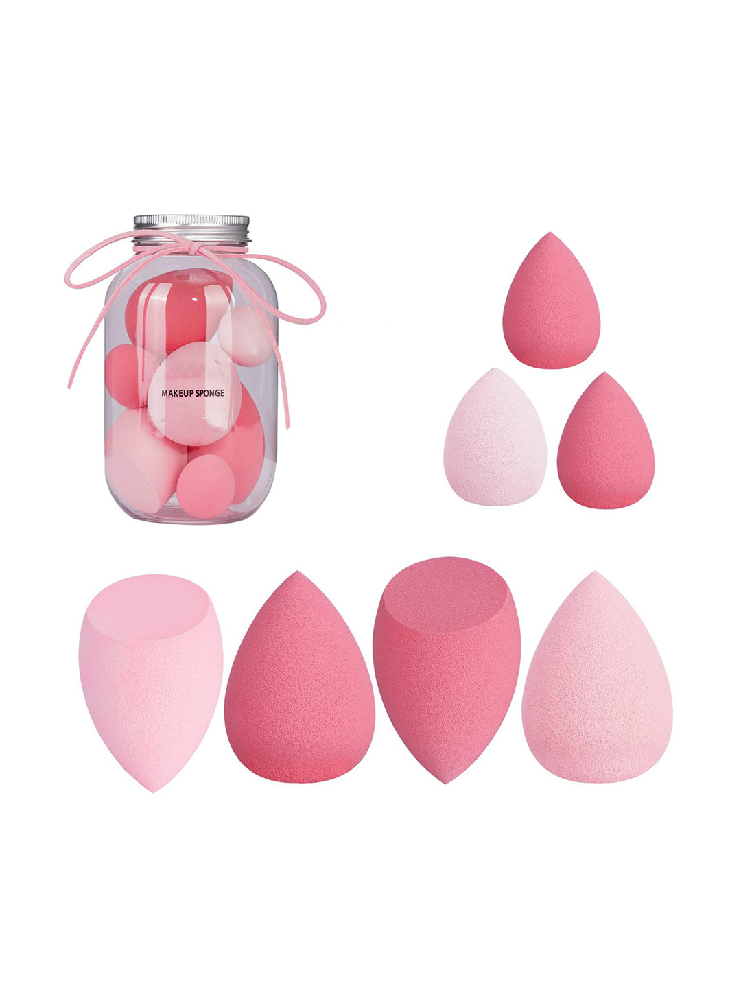 CHRONEX Set of 7 Professional Latex-Free Beauty Blender Sponge with Case - Pink