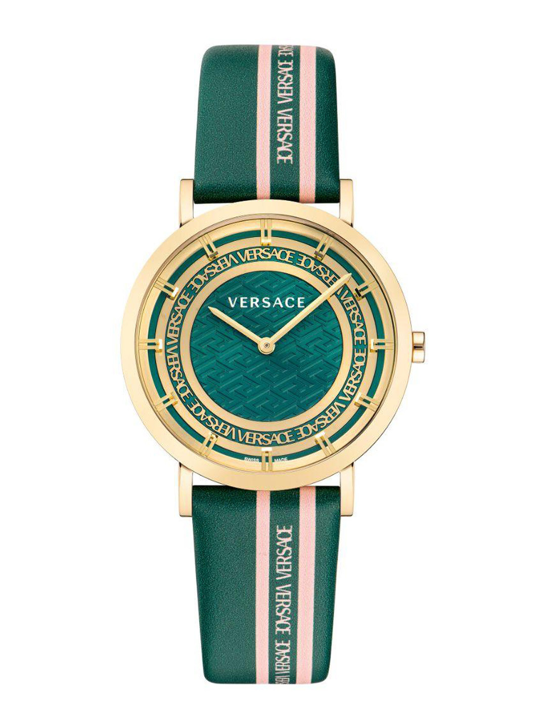 Versace Women Leather Straps Textured Analogue Watch VE3M00322