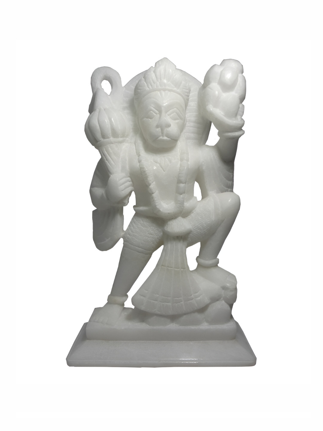 Avinash Handicrafts Hanuman White Marble Glossy Prayer Room Small Showpiece - 8.7 Inches