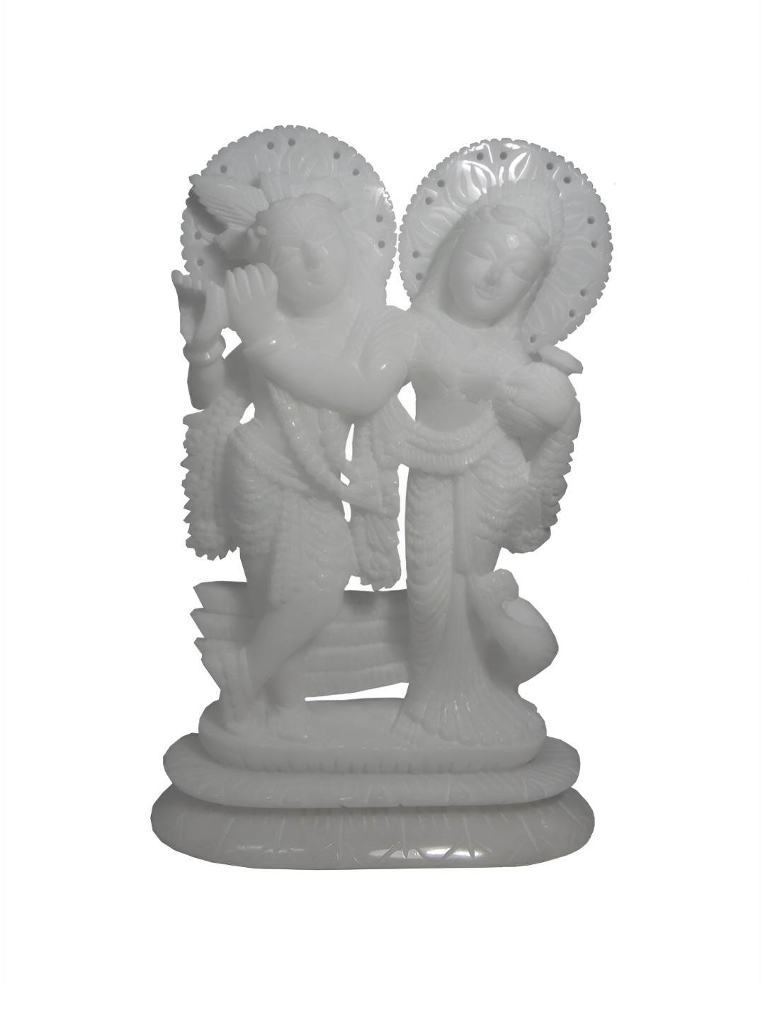 Avinash Handicrafts Radha-Krishna White Marble Glossy Prayer Room Hand-Crafted Small Showpiece - 7.1 Inches