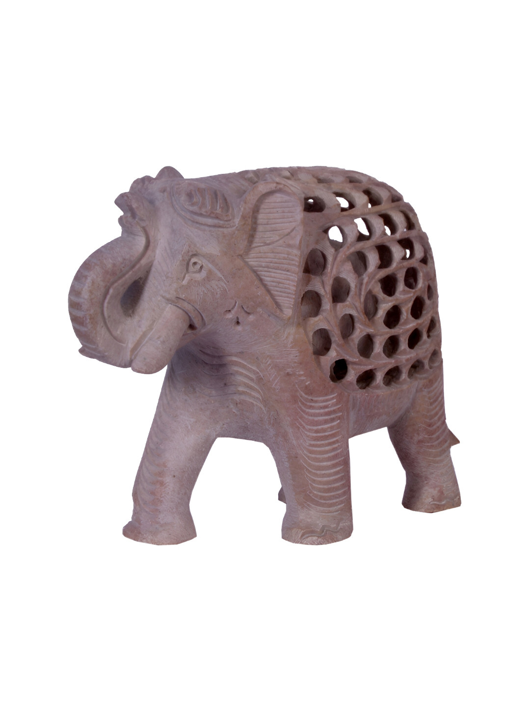 Avinash Handicrafts Soap Stone Undercut Elephant Purple Stone Natural Garden Hand-Crafted Medium Showpiece - 5.9 Inches