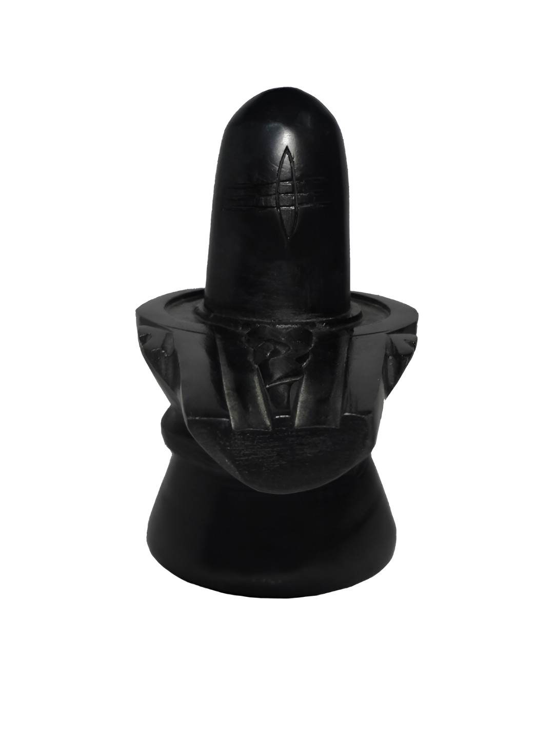 Avinash Handicrafts Shiva Linga Black Marble Glossy Prayer Room Medium Showpiece - 3.9 Inches