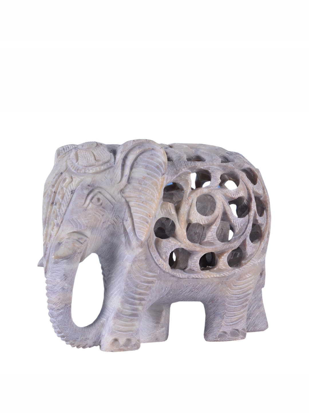 Avinash Handicrafts Undercut Elephant Purple Stone Matte Living Room Small Showpiece - 3.5 Inches
