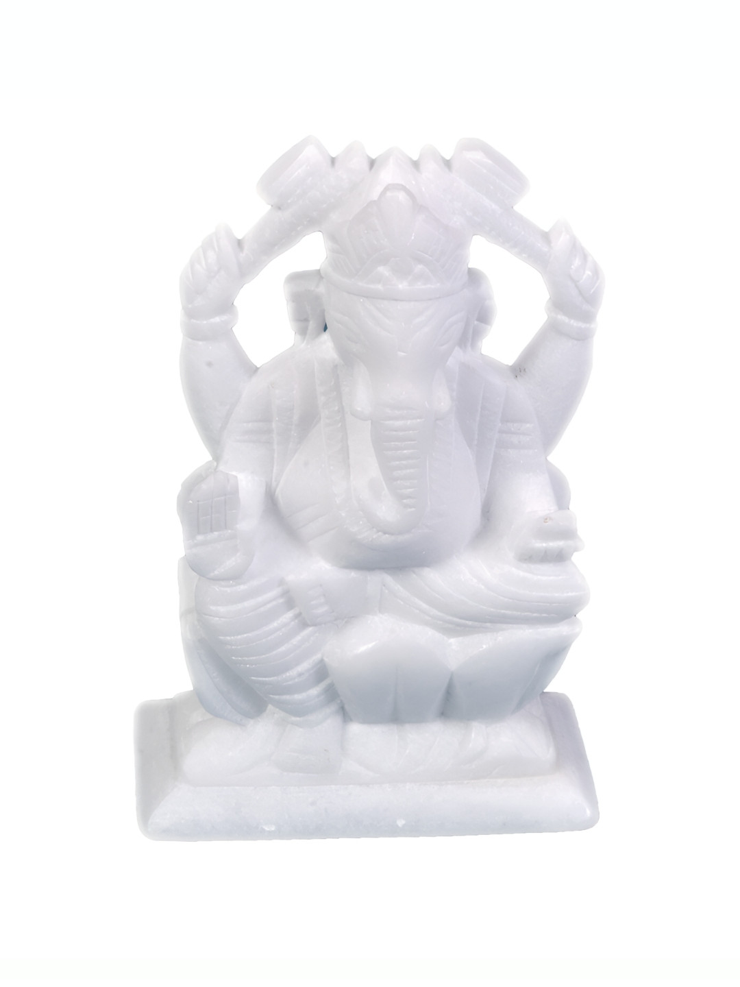 Avinash Handicrafts Ganesha White Marble Matte Prayer Room Hand-Crafted Medium Showpiece - 4.7 Inches