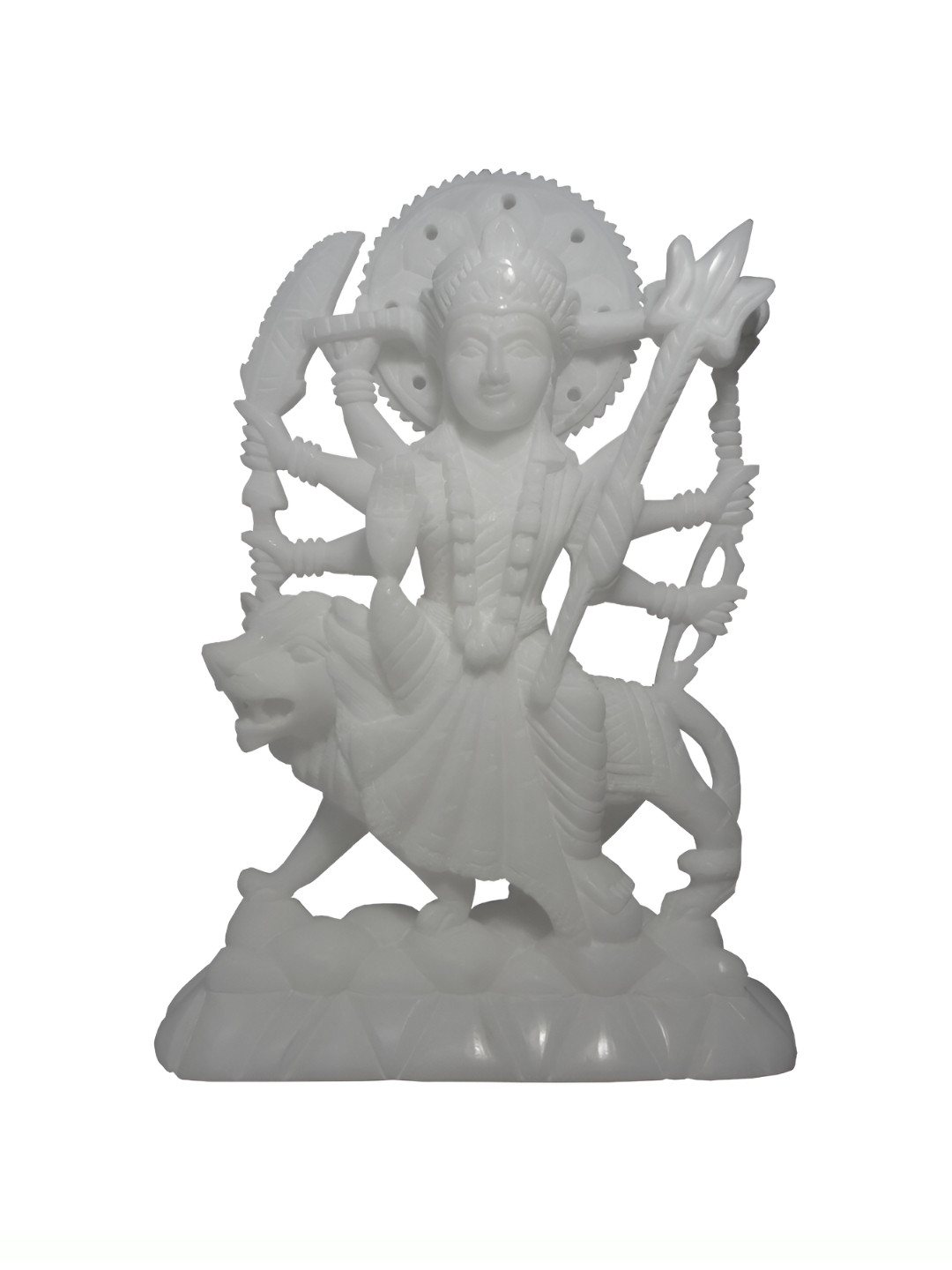 Avinash Handicrafts Goddess Durga White Marble Metallic Prayer Room Medium Showpiece - 9.4 Inches