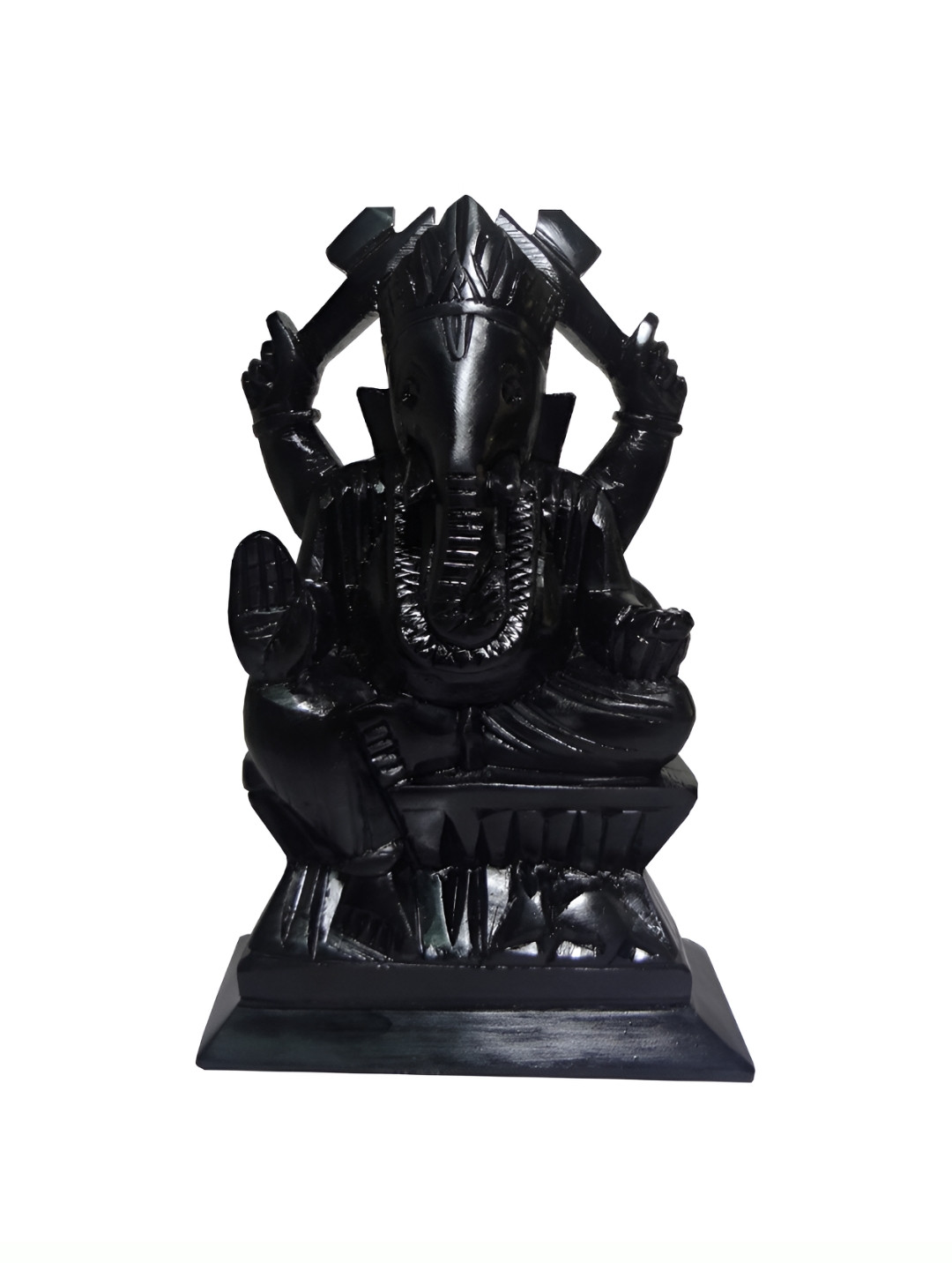 Avinash Handicrafts Ganesha Black Marble Matte Prayer Room Hand-Crafted Small Showpiece - 4.7 Inches