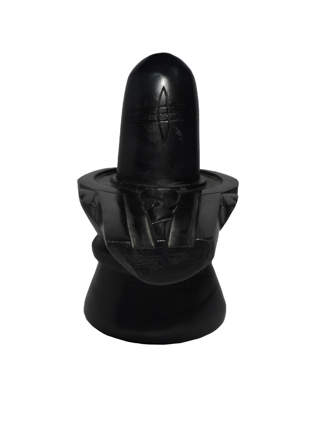 Avinash Handicrafts Shiva Linga Black Marble Glossy Prayer Room Small Showpiece - 5.7 Inches