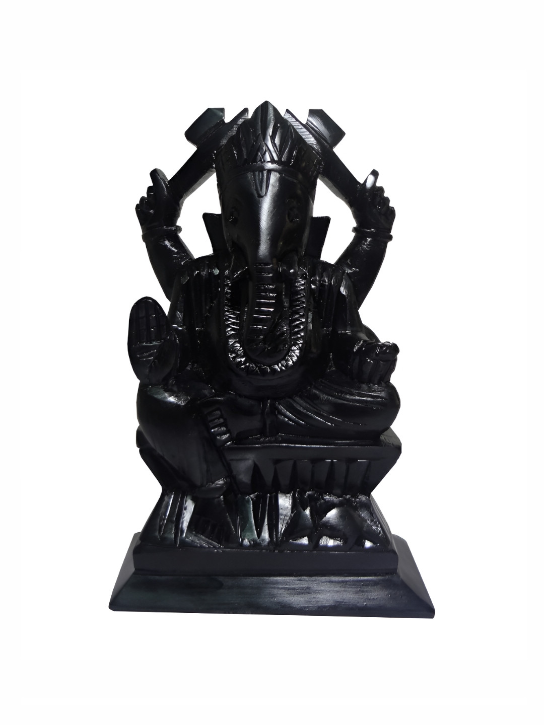Avinash Handicrafts Ganesha Black Marble Glossy Prayer Room Hand-Crafted Small Showpiece - 6.5 Inches