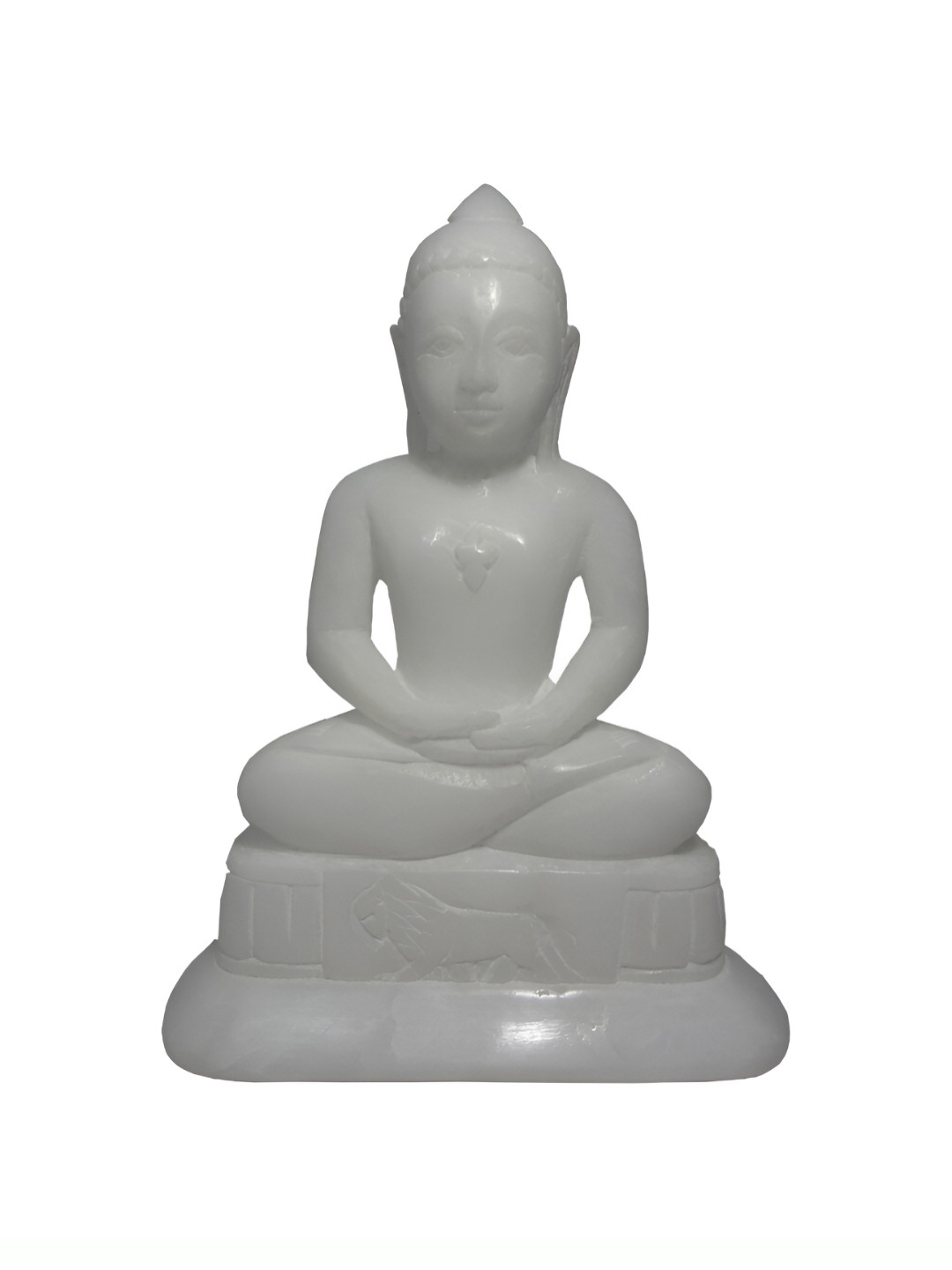 Avinash Handicrafts Mahaveer White Marble Glossy Prayer Room Hand-Crafted Small Showpiece - 6.5 Inches