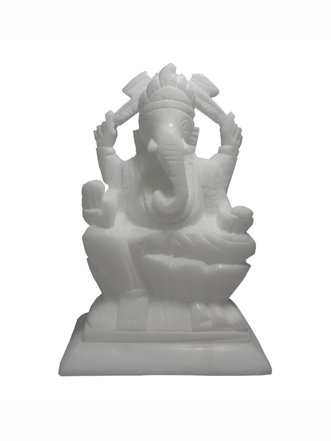 Avinash Handicrafts Ganesha White Marble Matte Prayer Room Hand-Crafted Small Showpiece - 4.7 Inches