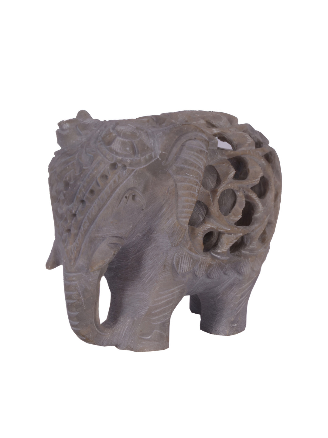 Avinash Handicrafts Elephant White Stone Matte Living Room Small Showpiece - 3.1 Inches