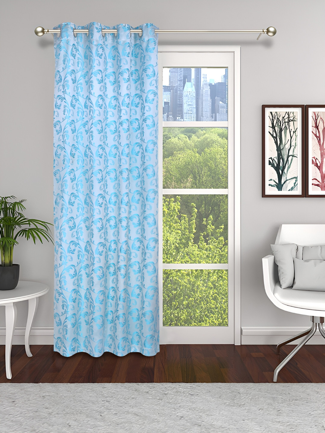 THE CONVERSION Blue Floral Long Door Curtain