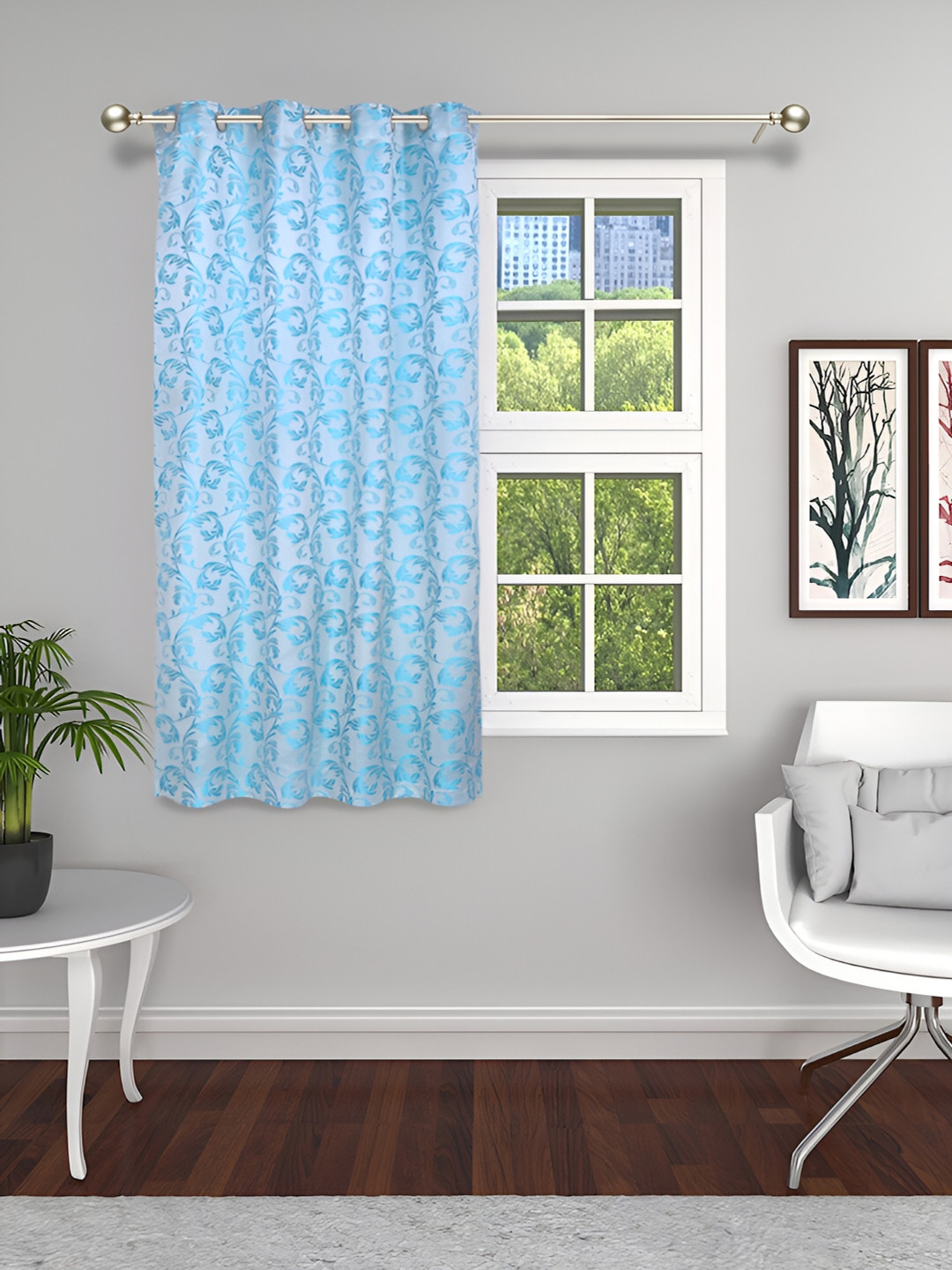THE CONVERSION Blue Floral Window Curtain